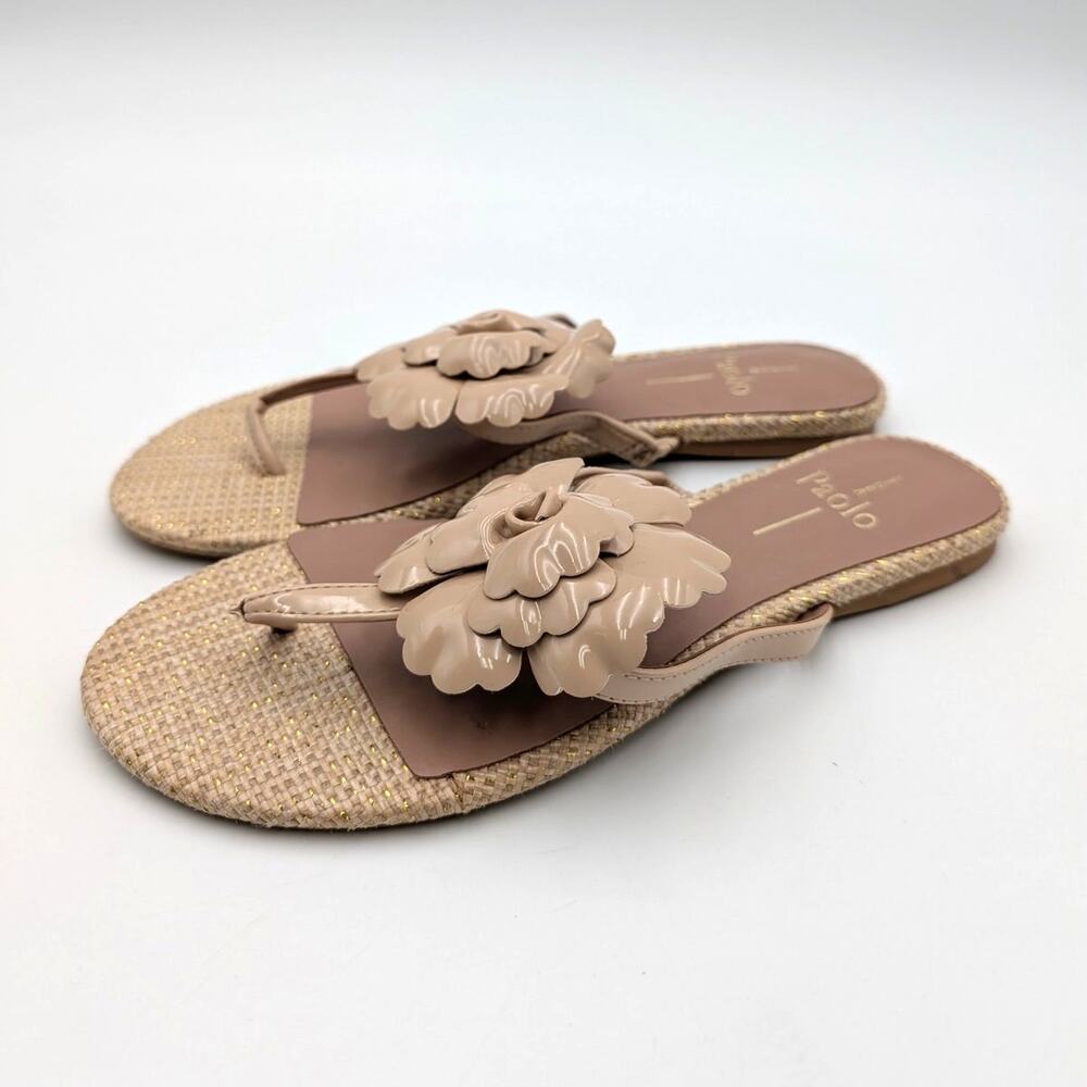 Linea Paolo Laurel Flower Sandals Open Toe Women's Tan Size US6M EU36.5